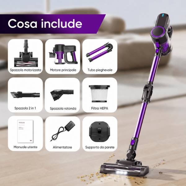 Aspirapolvere wireless per pulizie rapide in casa