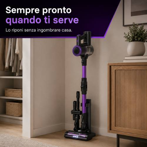 Aspirapolvere wireless compatto riposto in casa
